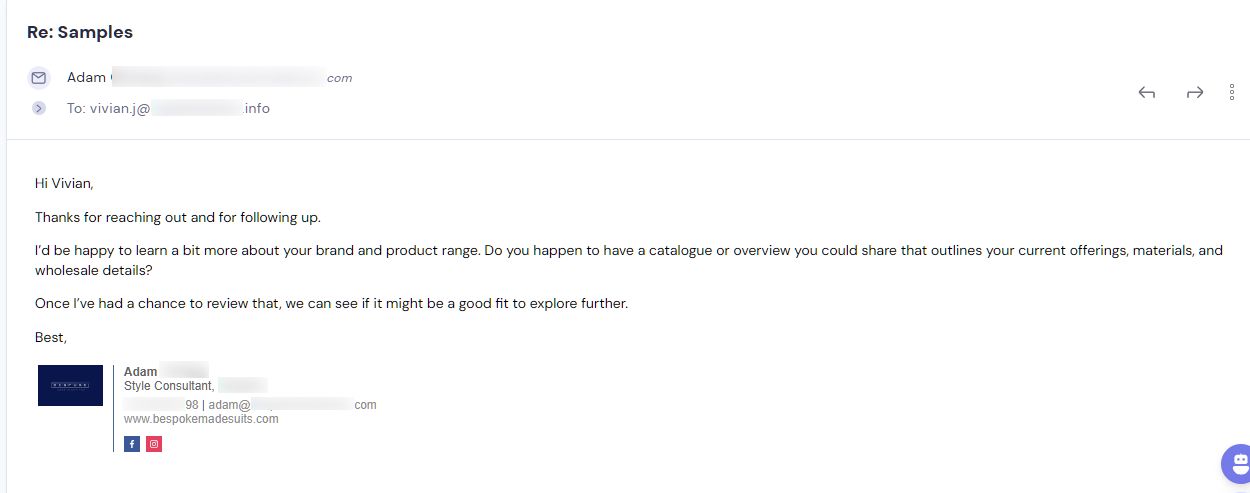 Retailer reply from NAB Leather